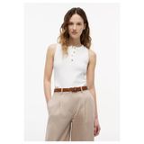 Tommy Hilfiger Kadın Kolsuz Gold Düğmeli Slim Fit Beyaz T-Shirt