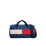 Tommy Hilfiger Kadın Kot Görünümlü Baskılı Silindir Spor Çanta - Mavi,Denim Tek Ebat