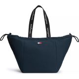 Tommy Hilfiger Kadın Logo Baskılı Askılı Fermuarlı Bayrak Logo Etiketli Lacivert Omuz Çantası AW0AW18771-C1G