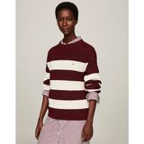 Tommy Hilfiger Kadın Logolu Yuvarlak Yakalı Uzun Kollu Günlük Kullanım Kırmızı Kazak WW0WW40751-0EY - XS
