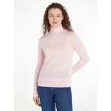 Tommy Hilfiger Kadın Logolu Yuvarlak Yakalı Uzun Kollu Günlük Kullanım Pembe Kazak WW0WW40982-TJQ