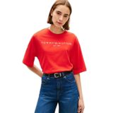 Tommy Hilfiger Kadın L/S tişört, Turuncu (Fireworks), S