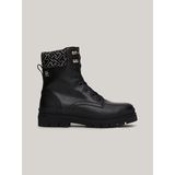 Tommy Hilfiger Kadın Marka Logo Işlemeli Marka Logo Detaylı Deri Siyah Bot & Bootie FW0FW08166-BDS
