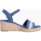 Tommy Hilfiger Kadın Mid Wedge Espadrille Webbing Sandalet FW0FW092301CD - Kot