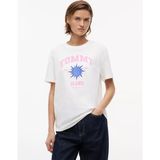 Tommy Hilfiger Kadın Normal Kalıp Yuvarlak Yakalı Logo Baskılı Kısa Kollu Ekru T-Shirt DW0DW23159-YBL