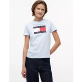 Tommy Hilfiger Kadın Normal Kesim Logo Baskılı Yuvarlak Yakalı Kısa Kollu Mavi T-Shirt DW0DW22562-C1R