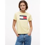 Tommy Hilfiger Kadın Normal Kesim Logo Baskılı Yuvarlak Yakalı Kısa Kollu Sarı T-Shirt DW0DW22562-ZF0 - XS