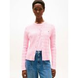Tommy Hilfiger Kadın Pamuklu Orta Kalınlıkta Örgü Bisiklet Yaka Pembe Kazak WW0WW46514TOL