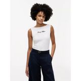 Tommy Hilfiger Kadın Pamuklu Regular Fit Yuvarlak Yaka Beyaz T-Shirt WW0WW50947-YBL