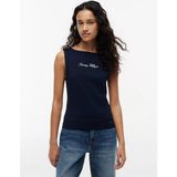 Tommy Hilfiger Kadın Pamuklu Regular Fit Yuvarlak Yaka Lacivert T-Shirt WW0WW50947-C1G