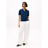Tommy Hilfiger Kadın Polo Yaka T-shirt WW0WW43224C1G, Mavi, S