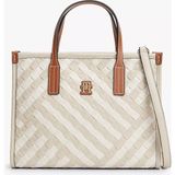 Tommy Hilfiger Kadın Pul Desenli Çıkarılabilir Uzun Askılı Bej Omuz Çantası AW0AW18393-0F4