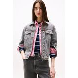 Tommy Hilfiger Kadın Rahat Kalıp Çok Cepli Jean Ceket - Eskitme Gri - XS