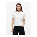 Tommy Hilfiger Kadın Regular Fit Yuvarlak Yakalı Pamuklu Kısa Kollu Beyaz T-Shirt