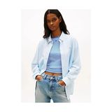 Tommy Hilfiger Kadın Relaxed Fit Linen Gömlek - S - Mavi - Pembe