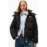 Tommy Hilfiger Kadın Siyah Alaska Grid Down Puffer Mont Su İtici Özellikli Rahat Kesim