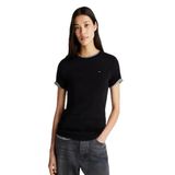 Tommy Hilfiger Kadın Slim Cody T-Shirt, Bisiklet Yaka, Kısa Kollu, Siyah, S