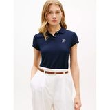 Tommy Hilfiger Kadın Slim Fit Göğsünde Logo Işlemeli Pamuklu Kısa Kollu Mavi Polo Yaka T-Shirt WW0WW49259-C1G