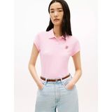Tommy Hilfiger Kadın Slim Fit Göğsünde Logo Işlemeli Pamuklu Kısa Kollu Pembe Polo Yaka T-Shirt WW0WW49259-TOL