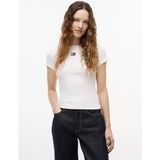 Tommy Hilfiger Kadın Slim Fit Yüksek Pamuk Içerikli Ikonik Bayrak Logolu Kısa Kollu Beyaz T-Shirt DW0DW17881-YBL