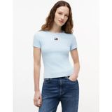 Tommy Hilfiger Kadın Slim Fit Yüksek Pamuk Içerikli Ikonik Bayrak Logolu Kısa Kollu Mavi T-Shirt DW0DW17881-C1R
