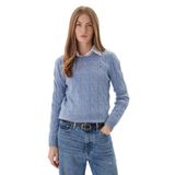 Tommy Hilfiger Kadın Soft Wool Cable C-NK LS SWT Kazak, Gri, XL