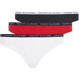 Tommy Hilfiger Kadın Tanga Külot, Çok Renkli (Beyaz/Çöl Gökyüzü/Birincil Kırmızı), XL