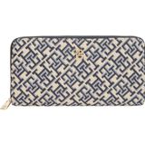 Tommy Hilfiger Kadın Th Icon Lrg Za Jacquard AW0AW18796 Çepeçevre Fermuarlı Cüzdan, Mavi, Tek Beden