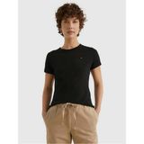 Tommy Hilfiger Kadın Th Koleksiyonu Slim Fit T-Shirt Pamuk Dar Kesim Günlük Kullanımda Rahatlık Sunar - Siyah