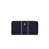 Tommy Hilfiger Kadın TH Logo Fermuar Kapama Kart Ve Nakit Bölmeli Mavi Cüzdan AW0AW17954-0GY