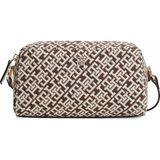 Tommy Hilfiger Kadın Th Monogram Desenli Fermuarlı Bej Omuz Çantası AW0AW18864-0F4