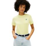 Tommy Hilfiger Kadın Th Script Reg C-nk Ss Tee Ww0ww47809 S/S Tişört (1'li Paket), Sarı (Faded Fluro), S