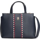 Tommy Hilfiger Kadın Th Timeless Mini Satchel Dikiş Detaylı El ve Omuz Çantası - Lacivert