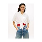 Tommy Hilfiger Kadın Tie Front Linen Gömlek - Ekru