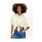 Tommy Hilfiger Kadın Tie Front Linen Gömlek - Yeşil