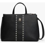Tommy Hilfiger Kadın Timeless Satchel Dekoratif Şerit Detaylı El ve Omuz Çantası - Siyah - Black