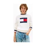 Tommy Hilfiger Kadın Tipping Flag Kazak - Antik Beyaz