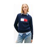 Tommy Hilfiger Kadın Tipping Flag Kazak - Gece Mavisi - XS
