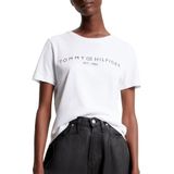 Tommy Hilfiger Kadın tişörtü, kısa kollu, yuvarlak yaka, Th Optic White, L