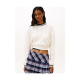 Tommy Hilfiger Kadın Tjw Boxy Fit Cable Kazak - Antik Beyaz - S