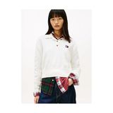 Tommy Hilfiger Kadın Tjw Fluffy Polo Yaka Kazak - Antik Beyaz - XS