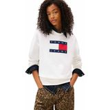 Tommy Hilfiger Kadın TJW REG TJ FLAG CREW Sweatshirt Ecru L