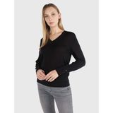 Tommy Hilfiger Kadın V Yaka Uzun Kollu Siyah Kazak WW0WW40665-BDS - XS