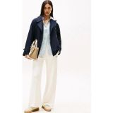 Tommy Hilfiger Kadın Yazı Baskılı Düz Paça Pike Beyaz Eşofman Altı WW0WW45744YA8