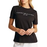 Tommy Hilfiger Kadın Yuvarlak Yaka Kısa Kollu Tişört, siyah siyah), S