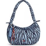 Tommy Hilfiger Kadın Zebra Desen Fermuar Kapama Tommy Logo Aksesuarlı Mavi Omuz Çantası AW0AW18882-0ZP