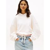 Tommy Hilfiger Kırık Kapüşonlu Sweatshirt, S, DW0DW20314, Beyaz, kadın