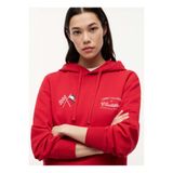 Tommy Hilfiger Kırmızı Erkek Kapüşon Regular Fit Logo Baskılı Sweatshirt MN0MN00099XLG