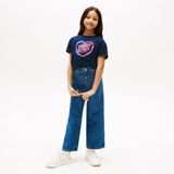 Tommy Hilfiger Kız Çocuk Kalp Baskılı Relax Fit T-Shirt Lacivert, KG0KG08640C1G