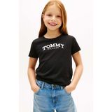Tommy Hilfiger Kız Çocuk Metalik Logolu Dar Kesim T-Shirt - Siyah - 8 Yaş